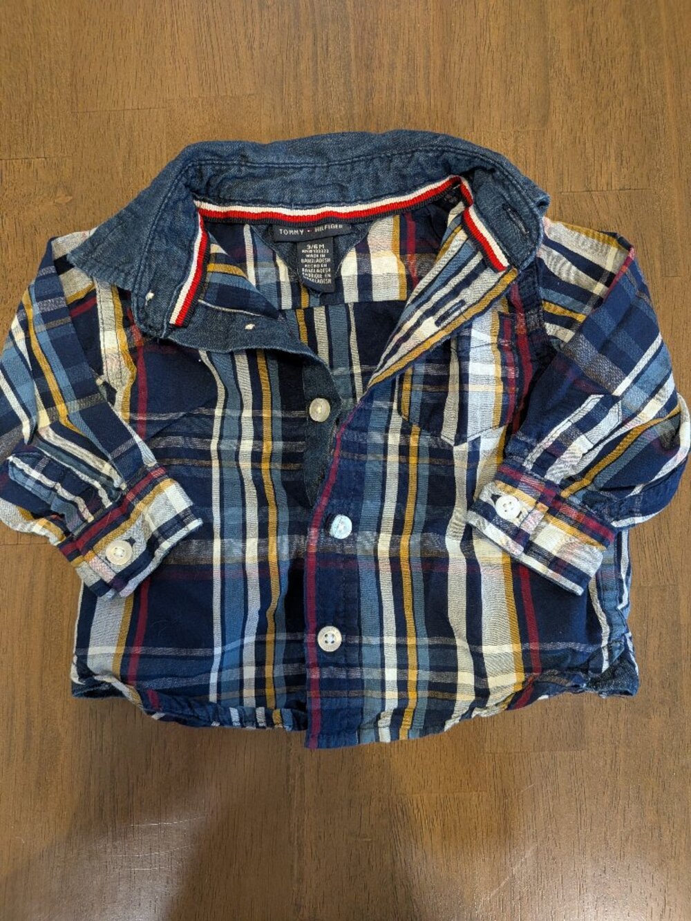 Baby boys Tommy Hilfiger long-sleeve plaid button down
